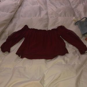 Burgundy cold shoulder top